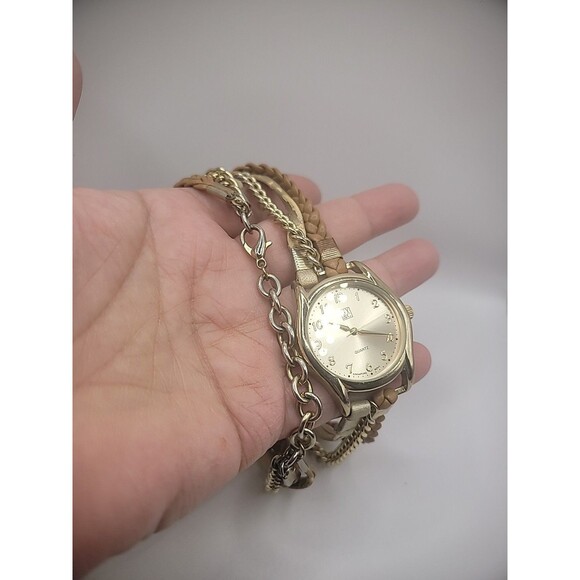 NY&C Wrap WristWatch Watch Womens Multi Strand Gold Tone Analog Jewelry Costume - Picture 7 of 14
